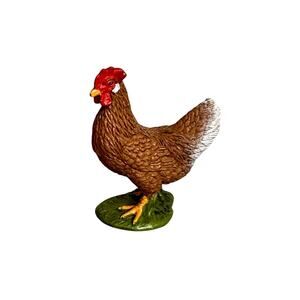 Schleich Chicken Figurine Brown White Plastic Collectible Farm Animal 2016